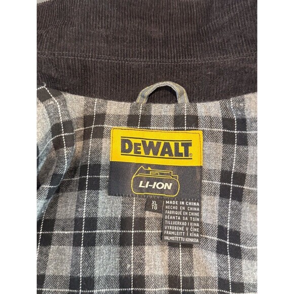 DEWALT Mens Jacket Gray Heated Barn Coat Full Zip Lined Flannel Work Size XL - Picture 4 of 11